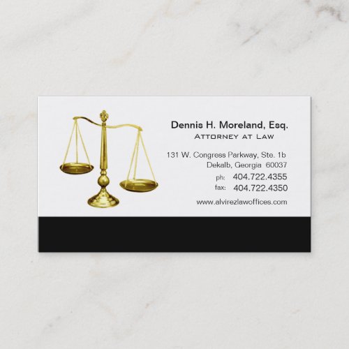 Law Offices Attorney Lawyer Scales of Justice Business Cards
