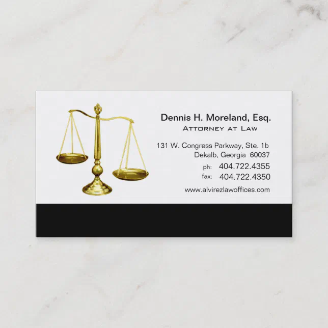 Law Offices Attorney Lawyer Scales of Justice Business Card | Zazzle