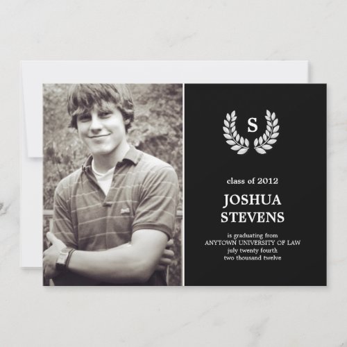 Law-rel Wreath Law Graduation Photo Invitation