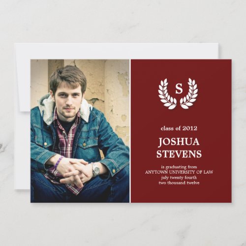 Law-rel Wreath Law Graduation Photo Invitation