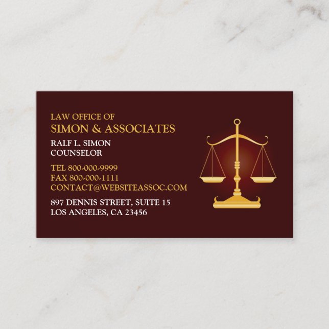 Law Scale Business Card Template (Front)