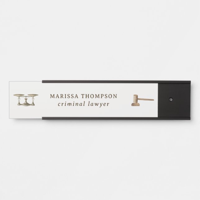 Law Scales Gavel Legal Antique Custom Name Door Sign (Front)