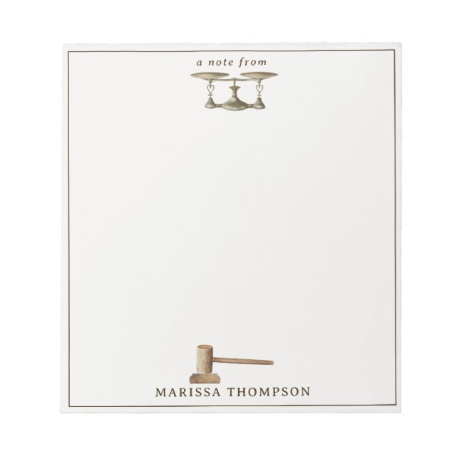 Law Scales Gavel Legal Antique Custom Name Notepad (Front)
