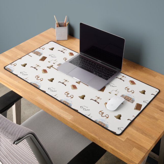 Law Scales Gavel Legal Antique Pattern Desk Mat (Office 2)