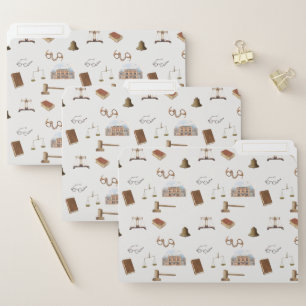 Law Scales Gavel Legal Antique Pattern File Folder