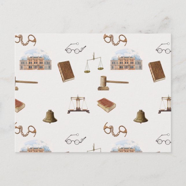 Law Scales Gavel Legal Antique Pattern Holiday Postcard (Front)