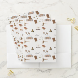 Law Scales Gavel Legal Antique Pattern Pocket Folder