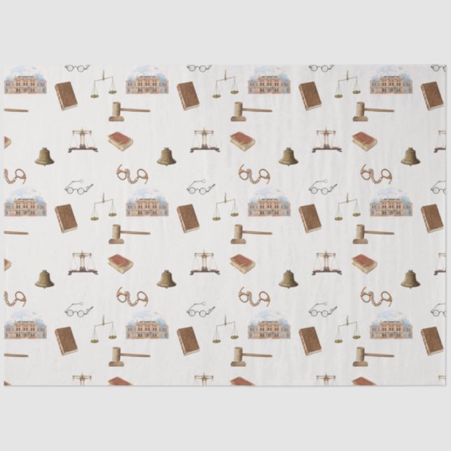 Law Scales Gavel Legal Antique Pattern Tissue Paper (Front)