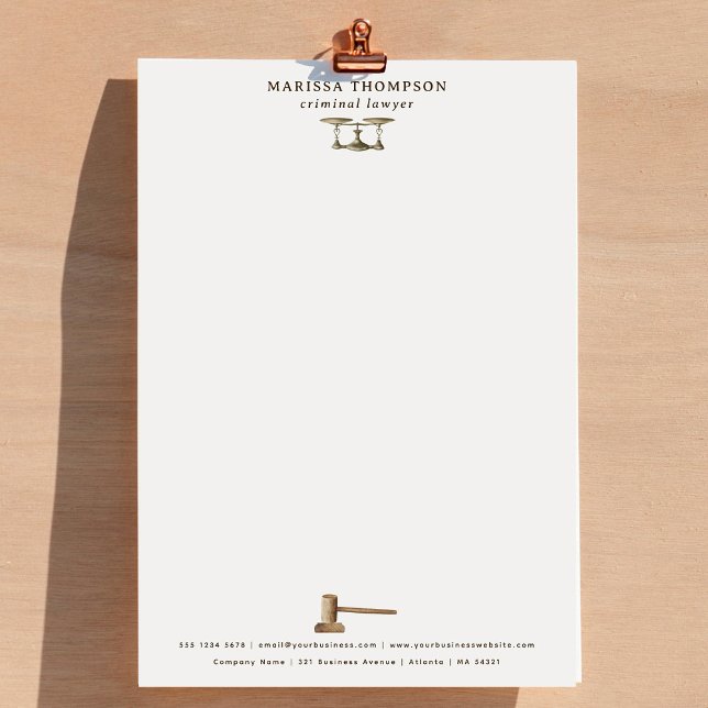 Law Scales Gavel Legal Antique Professional Letterhead (Law Scales Gavel Legal Antique Professional Letterhead)