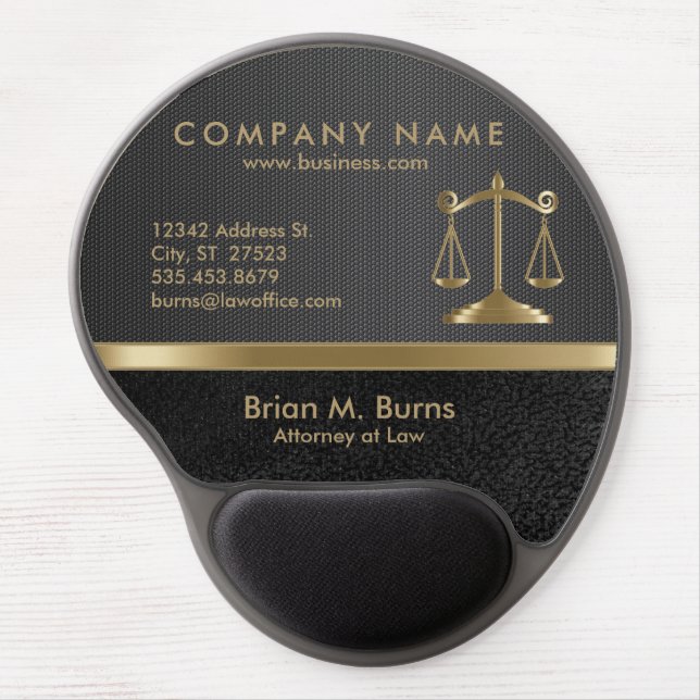 Law | Scales of Justice | Black Gel Mouse Pad (Front)