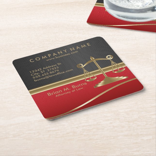 Law | Scales of Justice | Customizable Square Paper Coaster (Angled)