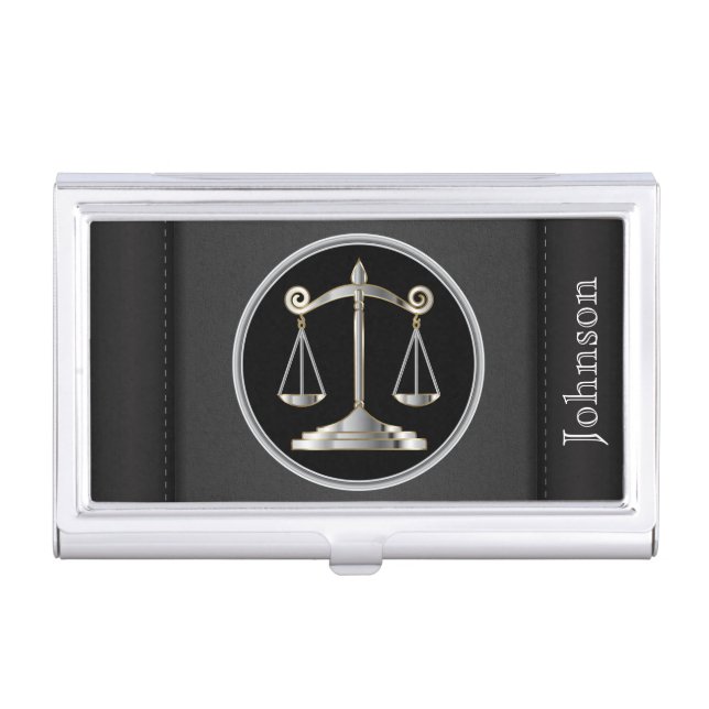 Law | Scales of Justice  | Lawyer Case For Business Cards (Front)