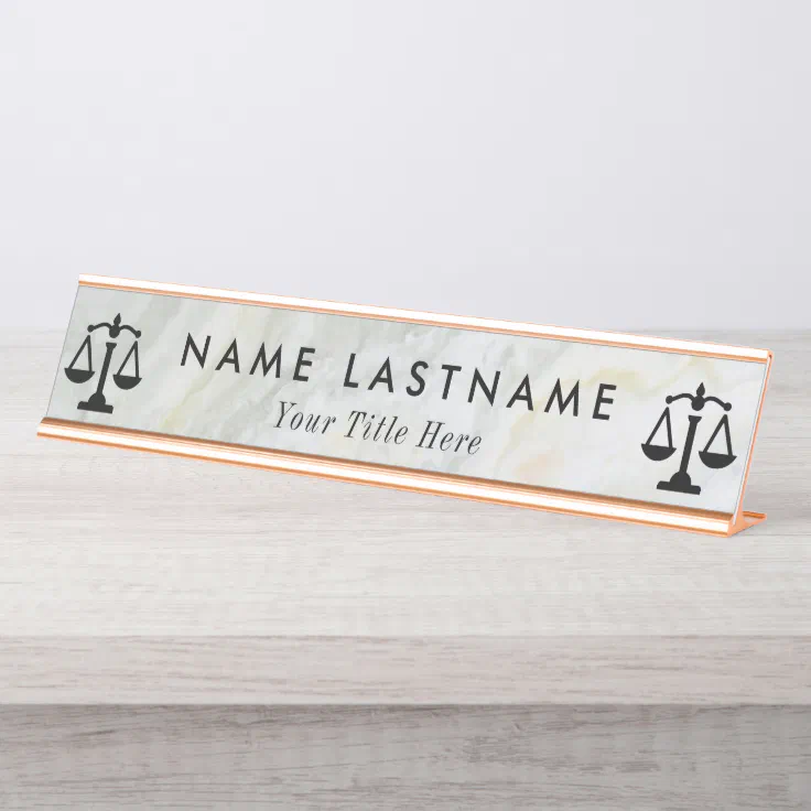 Law Scales of Justice Lawyer Desk Name Plate Zazzle