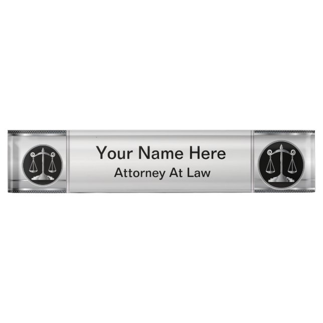 Law | Scales of Justice | Lawyer Desk Name Plate (Front)
