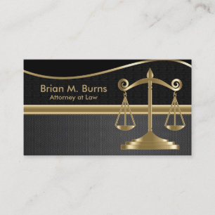Law Scales of Justice Lawyer - Gold and Black Business Card