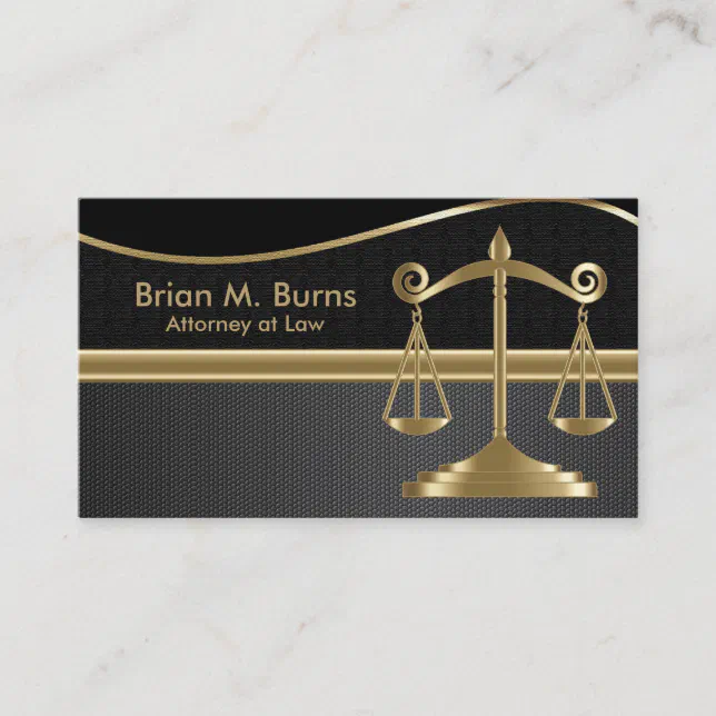 Law | Scales of Justice | Lawyer - Gold and Black Business Card | Zazzle