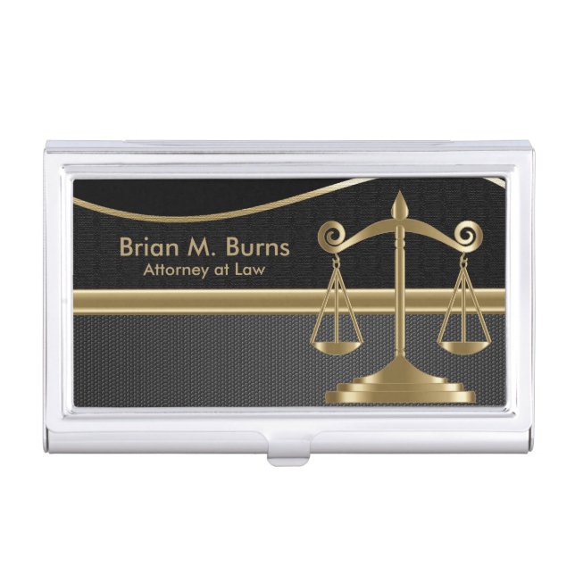 Law | Scales of Justice  | Lawyer - Gold and Black Case For Business Cards (Front)