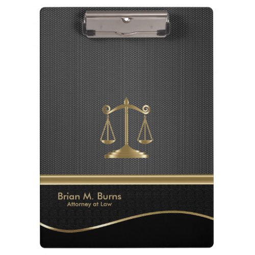 Law  Scales of Justice  Lawyer _ Gold and Black Clipboard
