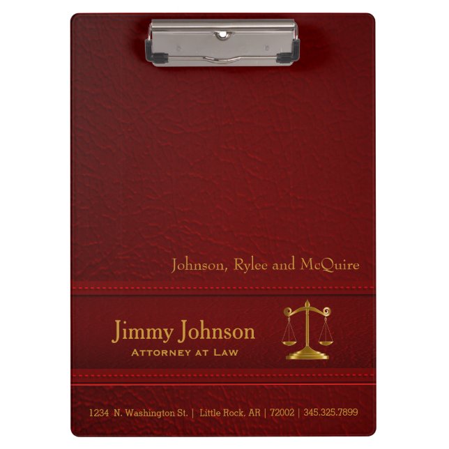 Law | Scales of Justice | Lawyer - Red Clipboard (Front)