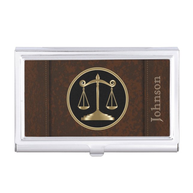 Law | Scales of Justice | Personalize Business Card Case (Front)