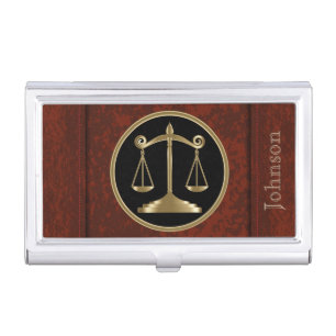 Law Scales of Justice Personalize Case For Business Cards