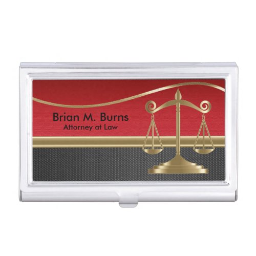 Law  Scales of Justice  Red Black  Gold Business Card Case