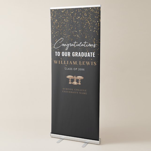 Law School Black Gold Graduation Photo Backdrop Retractable Banner (3/4)
