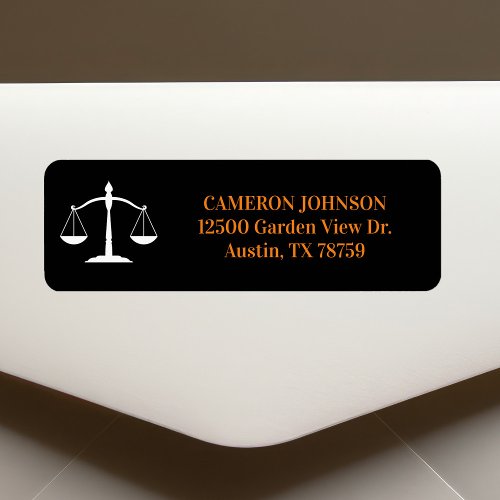 Law School Black Orange Lawyer Return Address Label
