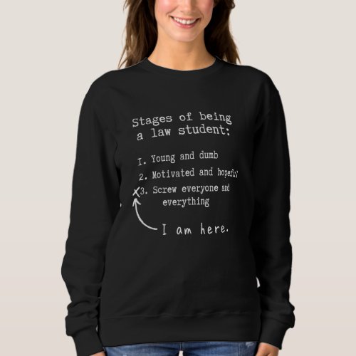 Law School Care Package Stages Of Being A Law Stud Sweatshirt