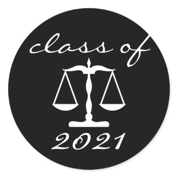 Law School Class Of 2021 (Black Scales Of Justice) Classic Round Sticker Law School Class Of 2021 (Black Scales Of Justice) Classic Round Sticker