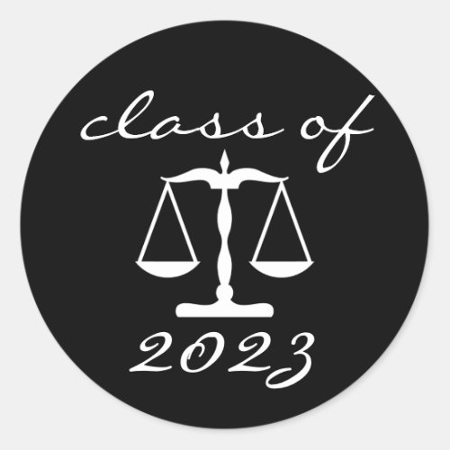 Law School Class Of 2023 Black Scales Of Justice Classic Round Sticker