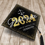 Law School Class of 2024 Graduation Cap Topper<br><div class="desc">Law student graduation cap topper featuring a stylish black background that can be changed to any color,  scales of justice,  gold glitter border,  the year 2024 in a faux gold foil font,  and a modern text template that is easy to personalize.</div>