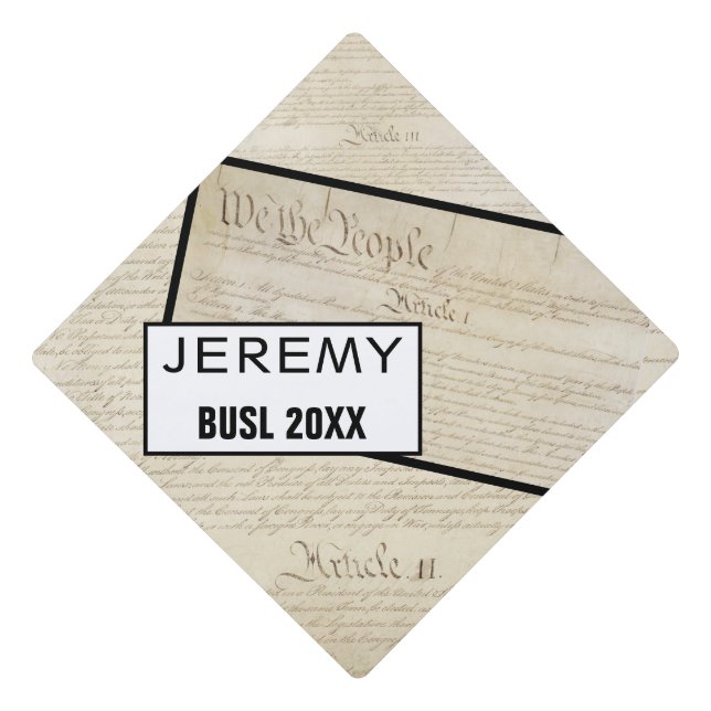 Law School Constitution Legal Lawyer Paralegal Graduation Cap Topper (Front)