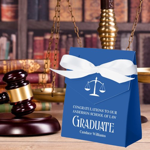 Law School Custom Blue White Graduation Party Favor Boxes