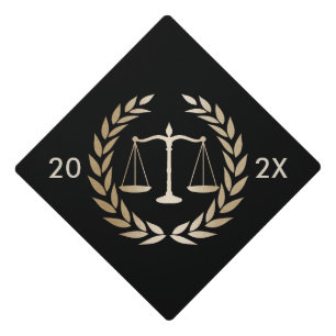 Law School Gold Justice Scale Graduation Cap Topper