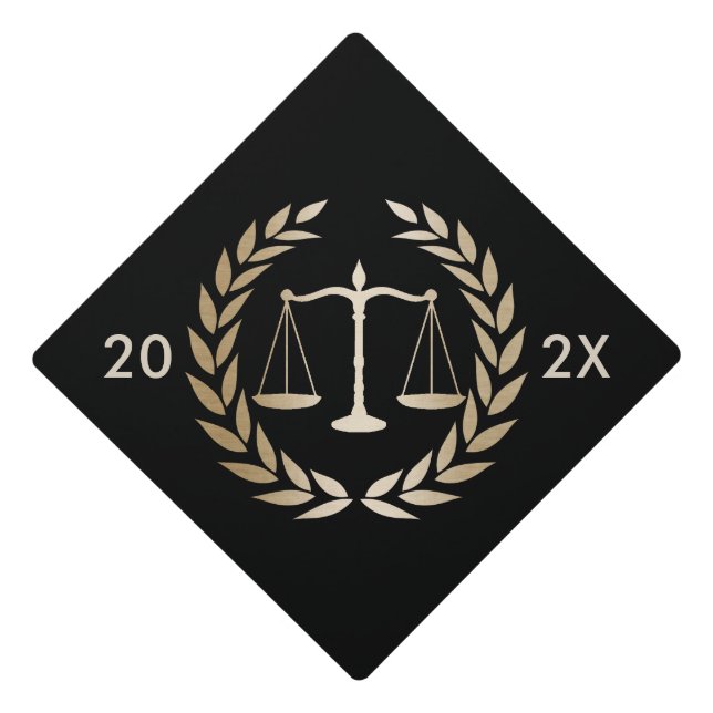 Law School Gold Justice Scale Graduation Cap Topper (Front)