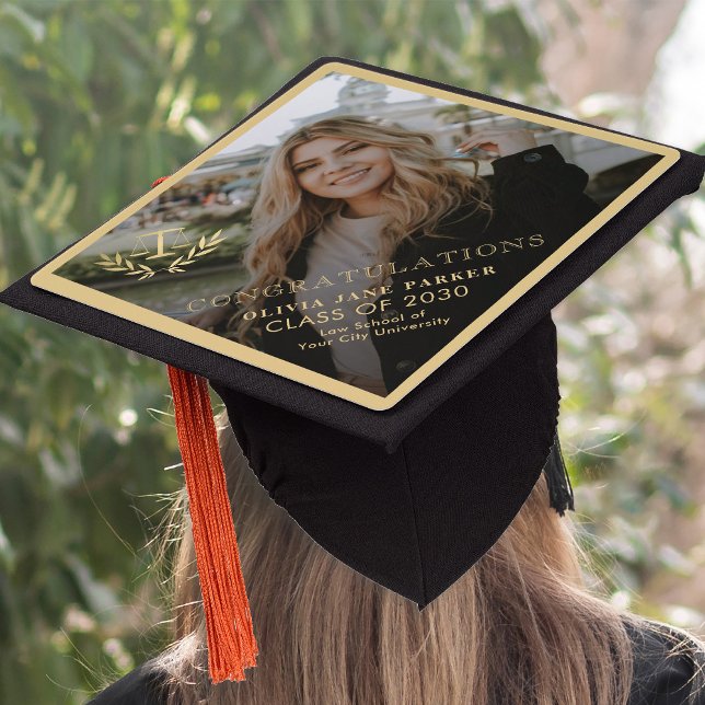Law school gold scales of justice graduate photo graduation cap topper (Creator Uploaded)