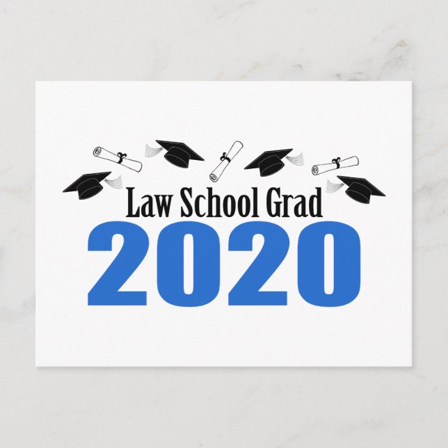 Law School Grad 2020 Postcard Invite (Blue Caps) (Front)