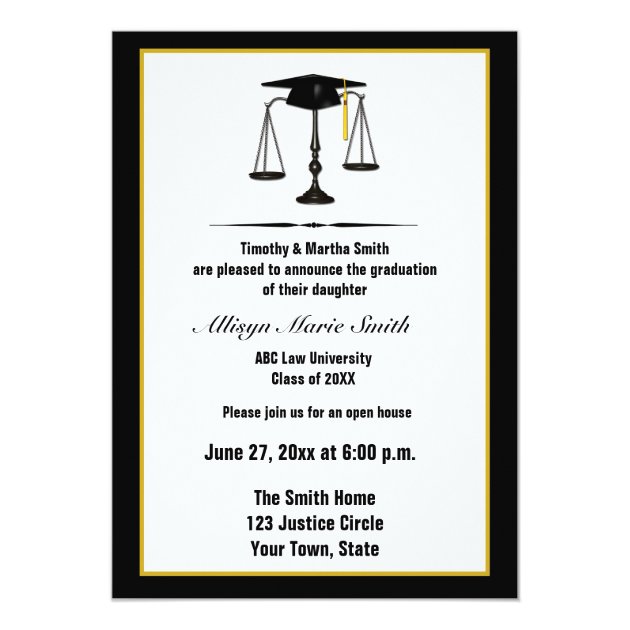 Law School Graduate Annoucement Invitation
