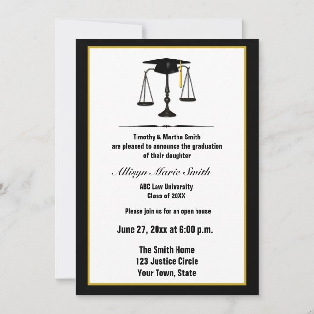 Law School Graduate Annoucement Invitation (Front)