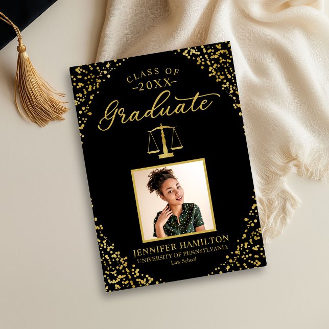 Law School Graduate Photo Graduation Announcement  (Creator Uploaded)