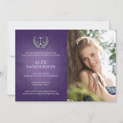 Law School Graduation Announcement Photo Card