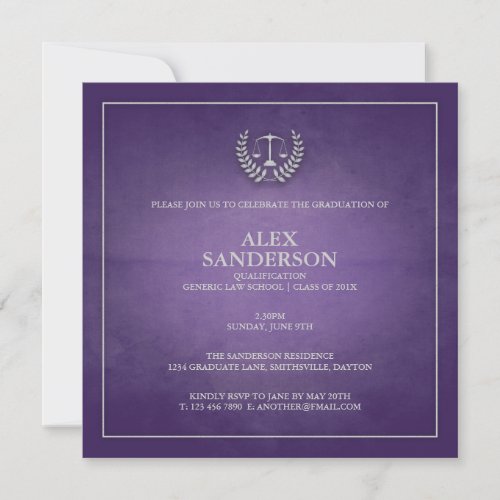 Law School Graduation Announcement  Purple