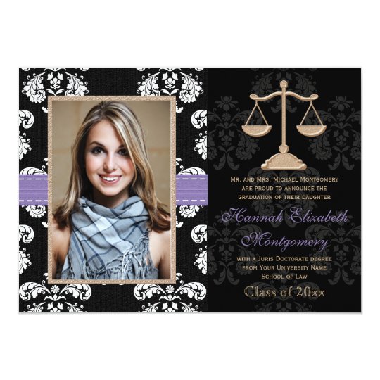 Law School Graduation Announcements Invites Purple