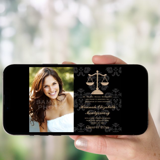 Law School Graduation Announcements Purple (Front Digital)