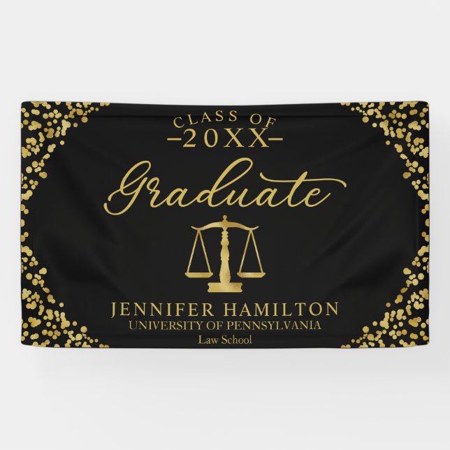 Law School Graduation Banner Black and Gold (Horizontal)