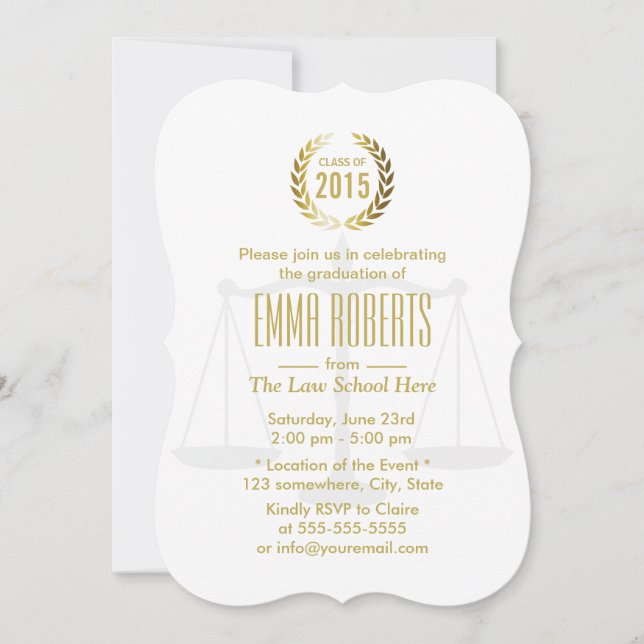 Law School Graduation Class of 2015 Invitation (Front)