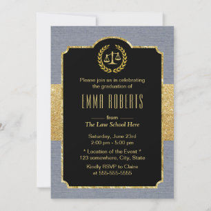 Law School Graduation Elegant Dusty Blue Lawyer Invitation