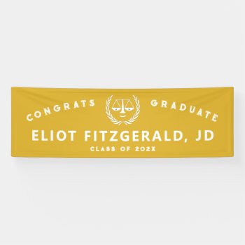 Law School Graduation Gold Banner by partygames at Zazzle
