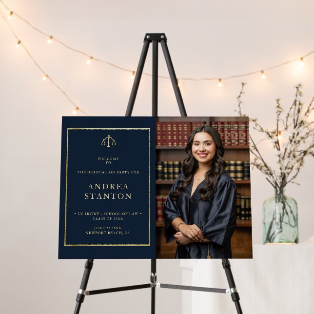 Law School Graduation Gold Photo Party Welcome Foam Board (In Situ (Stand))